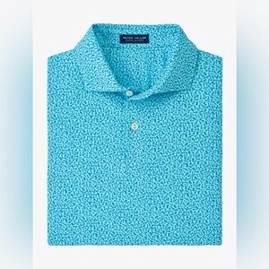 Peter Millar Golf Shirt Polo Crown Crafted Checkmate Print XL Blue NWOT